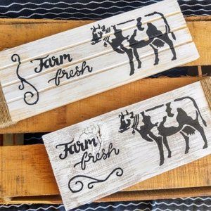 Farm Sign | Fresh Milk Sign | Cow Sign Decor